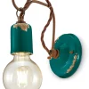 Ferroluce Wandlampe Metall E27 18 cm hoch Petrol Shabby Antik* Wohnzimmerlampen|Küchenlampen