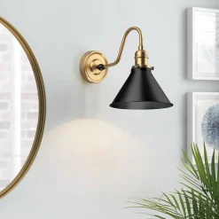 New Elstead Wandlampe Metall E27 27,5 cm hoch Messing in antik Schwarz