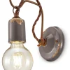 Outlet Ferroluce Wandlampe Metall E27 18 cm hoch Taupe Shabby Antik