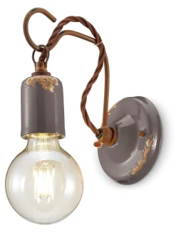 Outlet Ferroluce Wandlampe Metall E27 18 cm hoch Taupe Shabby Antik