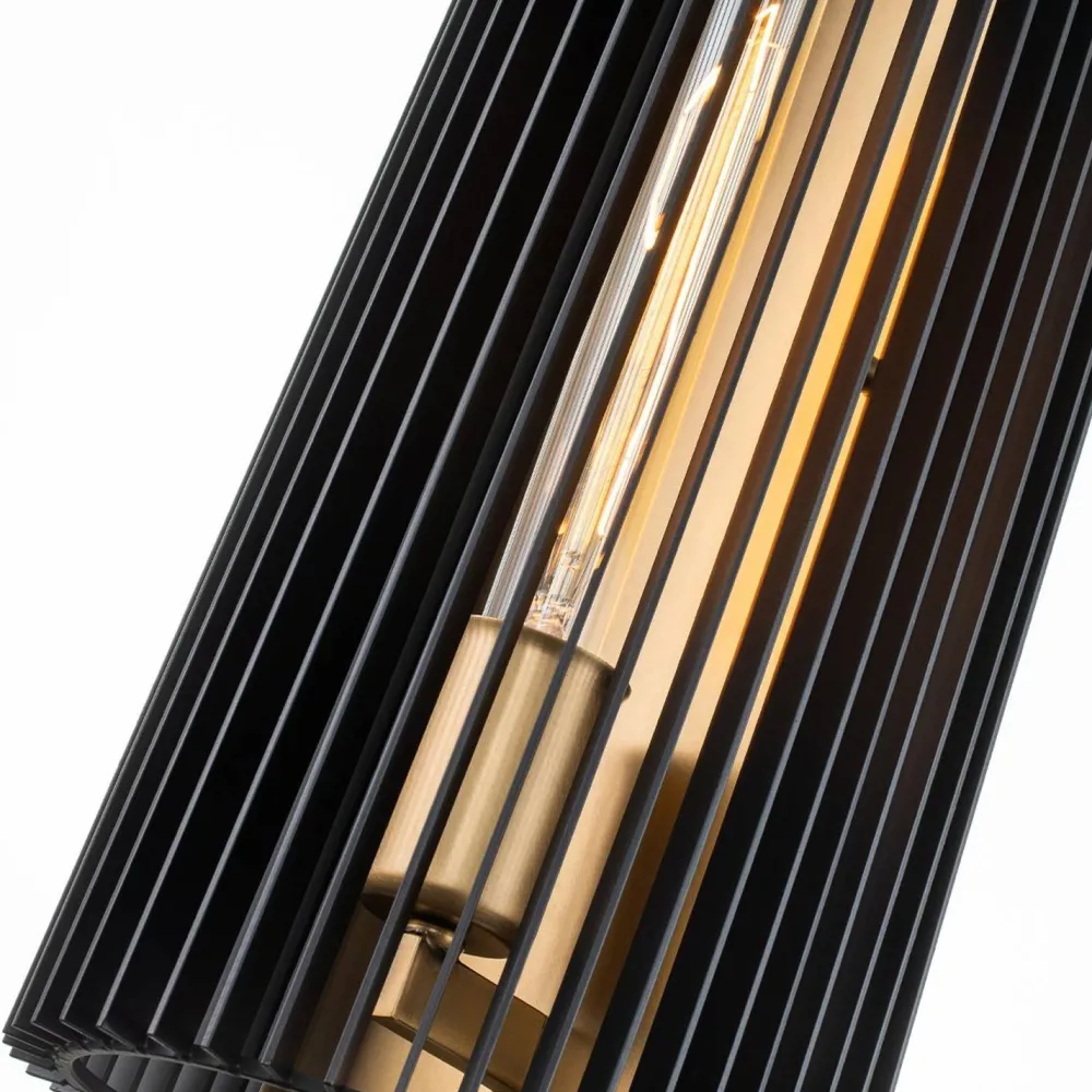 Hot Elstead Wandlampe Metall E27 H: 43,2 cm in Messing Schwarz