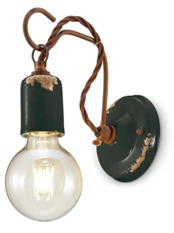 New Ferroluce Wandlampe Metall E27 H: 18 cm Schwarz Shabby Antik