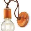 Ferroluce Wandlampe Metall E27 H: 18 cm Orange Shabby Antik