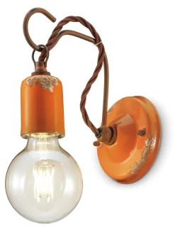 Ferroluce Wandlampe Metall E27 H: 18 cm Orange Shabby Antik