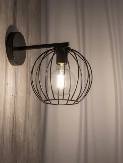 Discount Sigma Wandlampe Metall E27 Schwarz Kugel Schirm RASHA