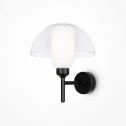 Best Maytoni Wandlampe Metall Glas 24,4 cm hoch Schwarz Weiß E14