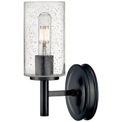 Elstead Wandlampe Metall Glas 26,2 cm hoch Schwarz E27 GRACIA