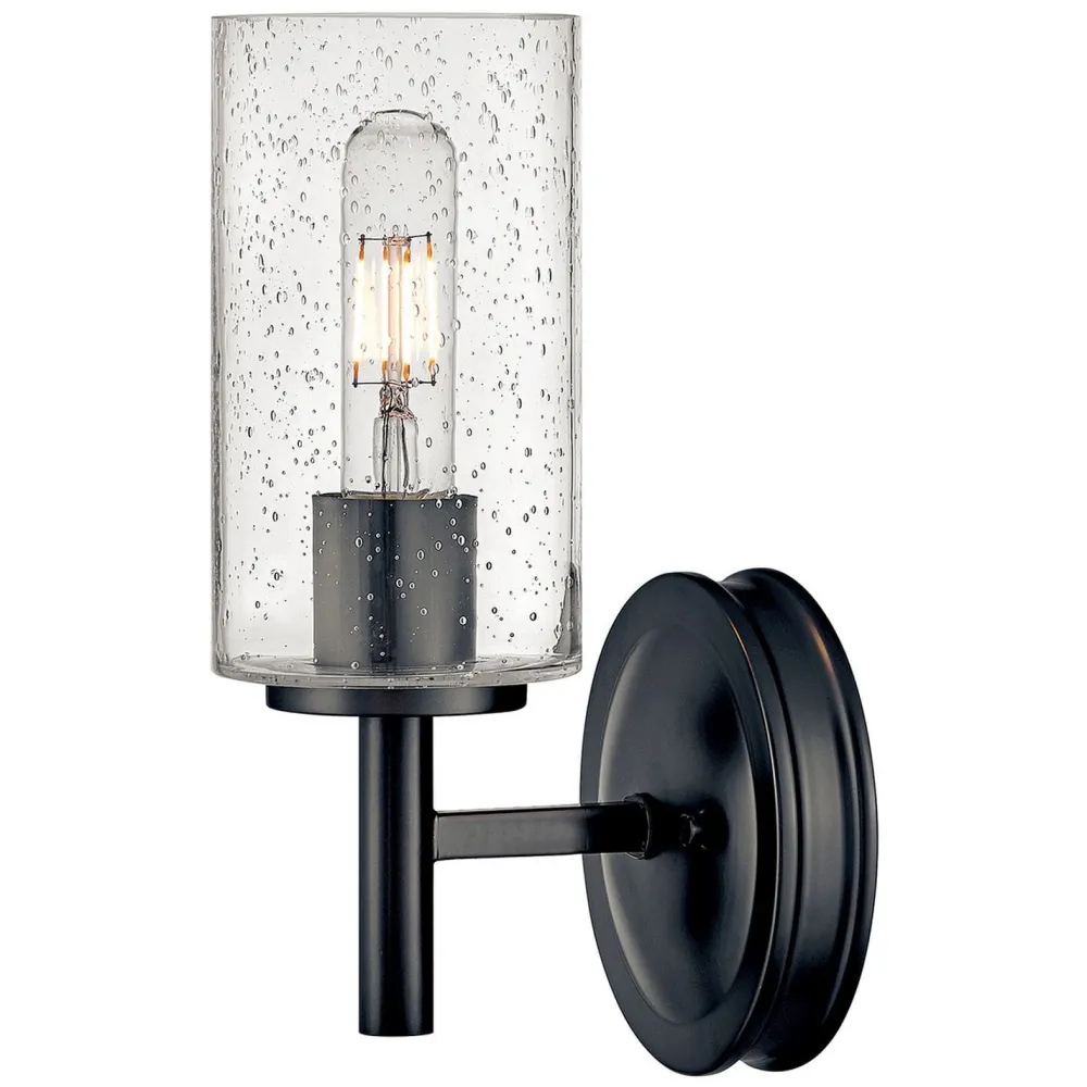 Elstead Wandlampe Metall Glas 26,2 cm hoch Schwarz E27 GRACIA