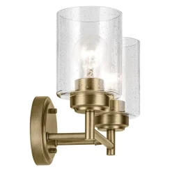 Sale Elstead Wandlampe Metall Glas 32,6 cm breit in Messing E27 2-flammig
