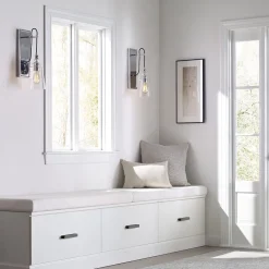 Elstead Wandlampe Metall Glas E27 44,1 cm hoch Chrom GREDA* Wandleuchten|Küchenlampen