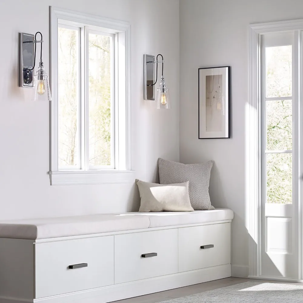 Elstead Wandlampe Metall Glas E27 44,1 cm hoch Chrom GREDA* Wandleuchten|Küchenlampen