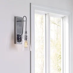 Elstead Wandlampe Metall Glas E27 44,1 cm hoch Chrom GREDA* Wandleuchten|Küchenlampen