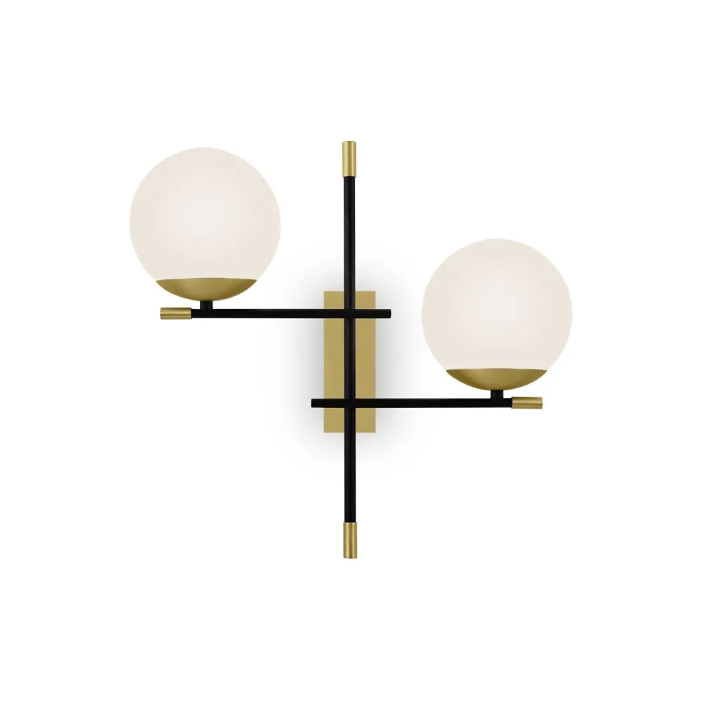 Outlet Maytoni Wandlampe Metall Glas E14 44 cm breit 2-flammig Modern