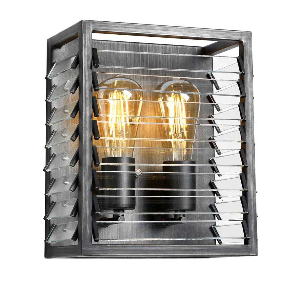 Elstead Wandlampe Metall Glas E27 28,8 cm hoch Gunmetal Grau* Flurlampen|Wohnzimmerlampen