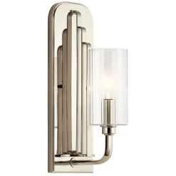 Elstead Wandlampe Metall Glas E14 35,5 cm hoch Nickel poliert* Wandleuchten|Jugendstil Lampen
