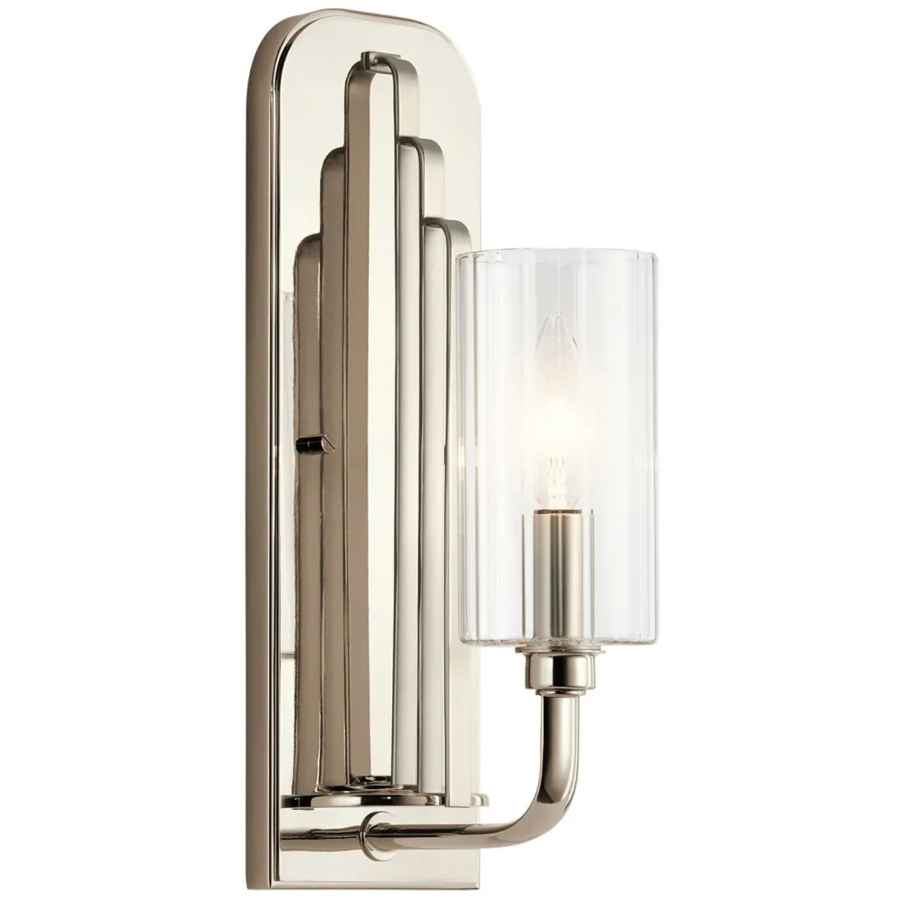Elstead Wandlampe Metall Glas E14 35,5 cm hoch Nickel poliert* Wandleuchten|Jugendstil Lampen