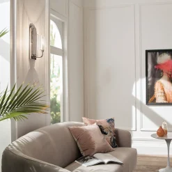 Elstead Wandlampe Metall Glas E14 35,5 cm hoch Nickel poliert* Wandleuchten|Jugendstil Lampen