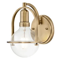 Discount Elstead Wandlampe Metall Glas E27 H: 23,3 cm in Messing Antik