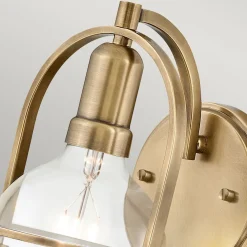 Discount Elstead Wandlampe Metall Glas E27 H: 23,3 cm in Messing Antik