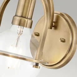 Discount Elstead Wandlampe Metall Glas E27 H: 23,3 cm in Messing Antik