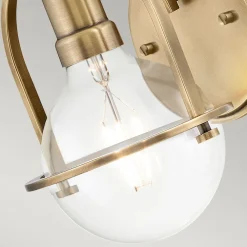 Discount Elstead Wandlampe Metall Glas E27 H: 23,3 cm in Messing Antik
