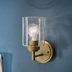 Elstead Wandlampe Metall Glas H: 23,5 cm in Messing E27 Vintage* Wandleuchten|Wohnzimmerlampen