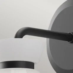 Hot Elstead Wandlampe Metall Glas H: 22,2 cm Schwarz Weiß E14 Retro