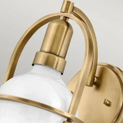 Elstead Wandlampe Metall Glas H: 23,3 cm in Messing Antik Weiß* Wandleuchten|Küchenlampen