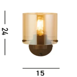 Searchlight Wandlampe Metall Glas Mokka Bernstein E27 mit Schalter* Wohnzimmerlampen|Flurlampen