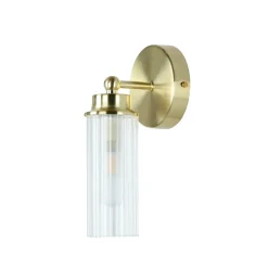 Searchlight Wandlampe Metall Glasschirm G9 IP44 B:10 cm in Messing