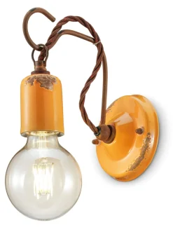 Online Ferroluce Wandlampe Metall H: 18 cm Gelb Shabby Antik E27 ARASI