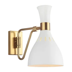 Clearance Elstead Wandlampe Metall in Weiß Messing E27 Retro Design