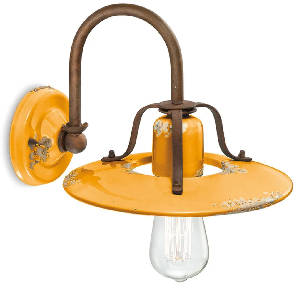 Best Ferroluce Wandlampe Metall Keramik 25 cm breit E27 Vintage NICOLA