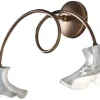 Ferroluce Wandlampe Metall Keramik B: 62 cm Rostbraun Weiß E14* Wohnzimmerlampen|Keramiklampen