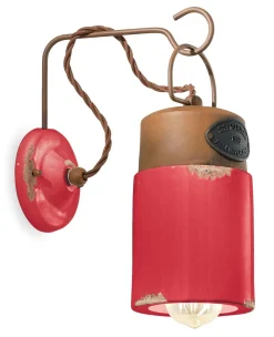 Ferroluce Wandlampe Metall Keramik 33 cm hoch E27 Vintage Design* Wohnzimmerlampen|Keramiklampen