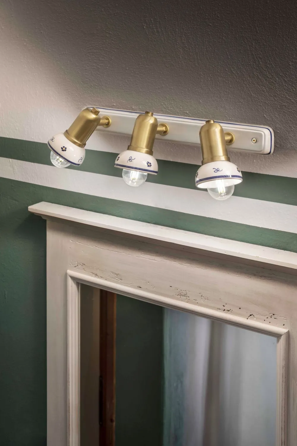 Clearance Ferroluce Wandlampe Metall Keramik E14 verstellbar 3-flammig