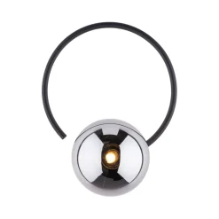 TK Lighting Wandlampe Metall Rauchglas G9 Schwarz Graphit Kugel Schirm* Wandleuchten|Flurlampen