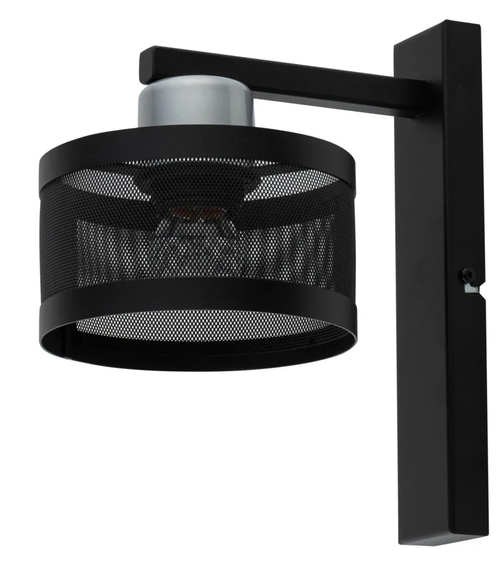 Sigma Wandlampe Metall Schwarz Silber H:25 cm E27 klein* Wandleuchten|Küchenlampen