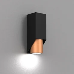 Luminex Wandlampe Metall Schwarz Kupfer B:6 cm GU10 akzentuiert* Wandleuchten|Flurlampen