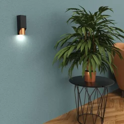 Luminex Wandlampe Metall Schwarz Kupfer B:6 cm GU10 akzentuiert* Wandleuchten|Flurlampen