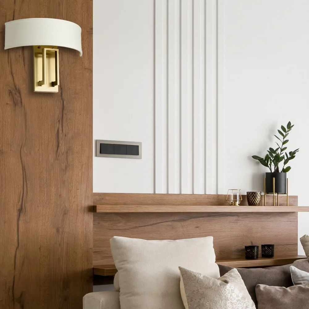 New Elstead Wandlampe Metall Stoff 38,1 cm breit E14 2-flammig