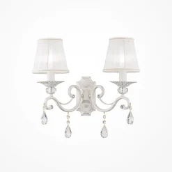 Maytoni Wandlampe Metall Stoff E14 in Shabby Weiß Gold Weiß