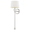 Outlet Elstead Wandlampe Metall Stoff H: 67,6 cm in Nickel poliert Weiß