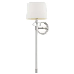 Outlet Elstead Wandlampe Metall Stoff H: 67,6 cm in Nickel poliert Weiß