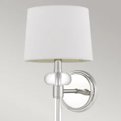 Outlet Elstead Wandlampe Metall Stoff H: 67,6 cm in Nickel poliert Weiß