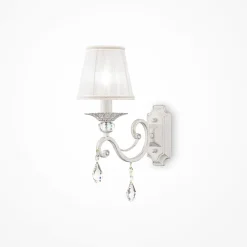 Maytoni Wandlampe Metall Stoff H: 39 cm E14 Klassisch LILJA* Wandleuchten|Schlafzimmer Lampen