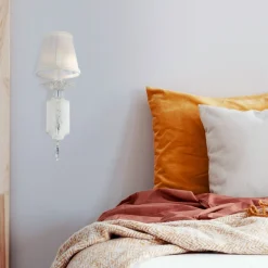 Maytoni Wandlampe Metall Stoff H: 39 cm E14 Klassisch LILJA* Wandleuchten|Schlafzimmer Lampen