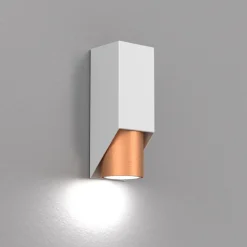 Luminex Wandlampe Metall Weiß Kupfer B:6 cm elegant akzentuiert* Wandleuchten|Flurlampen