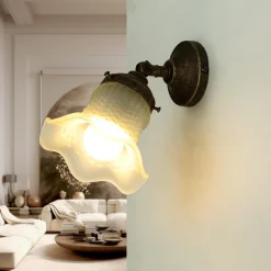 Online Giovanni Battista Wandlampe mit Glasschirm Floral aus Echt-Messing