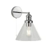 New Searchlight Wandlampe mit Schalter Chrom Klar E27 Glas